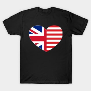 Usa and Uk heart flag, united state, united kingdom T-Shirt